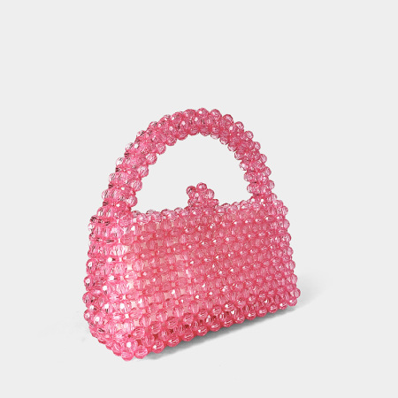 Sac carré pour femme en PVC style années 2000 / perles transparentes unies, ajouré en acrylique 2