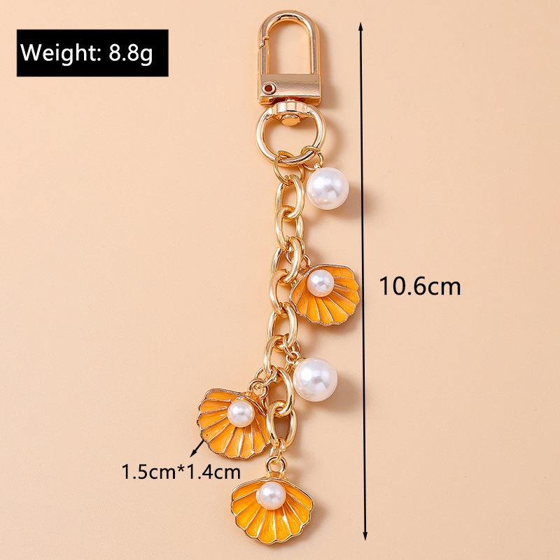 Porte-Clés Romantique En Métal, Style Océan, Perles, Coquillage Et Étoile De Mer, Collection Vacances. 