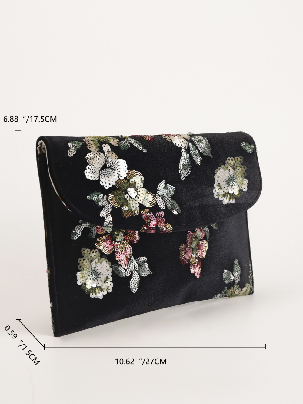 Sac À Main Pour Femme, Style Soirée, Orné De Sequins Et De Perles Florales, En Polyester.