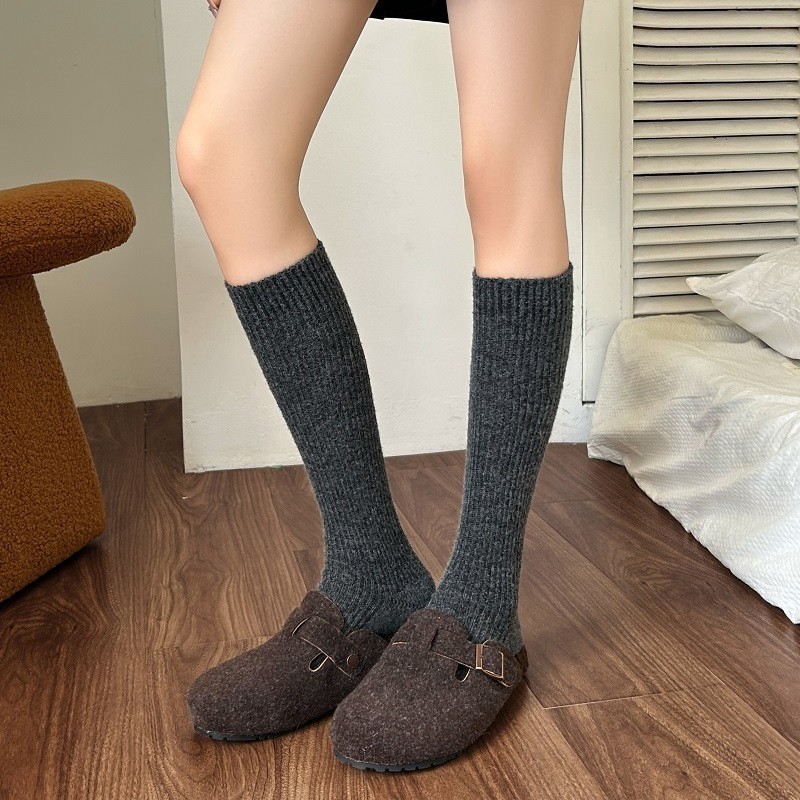 Chaussettes Mi-Mollet Basiques À Rebond Léger, Couleur Unie h5Image3