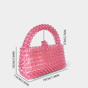 Sac Carré Pour Femme En Pvc Style Années 2000 / Perles Transparentes Unies, Ajouré En Acrylique h5 