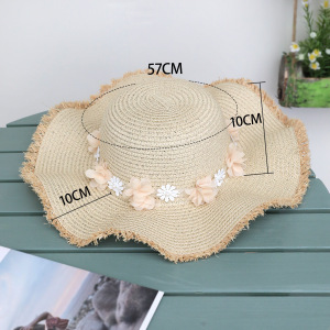 Chapeaux De Paille En Raphia Uni À Motif Floral Romantique Pour Femmes, Collection Vacances h5 