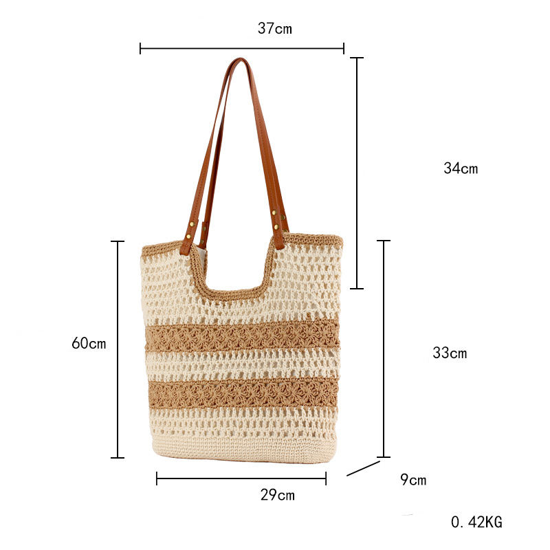 Sac Carré Femme En Raphia Tissé Multicolore Style Vacances 