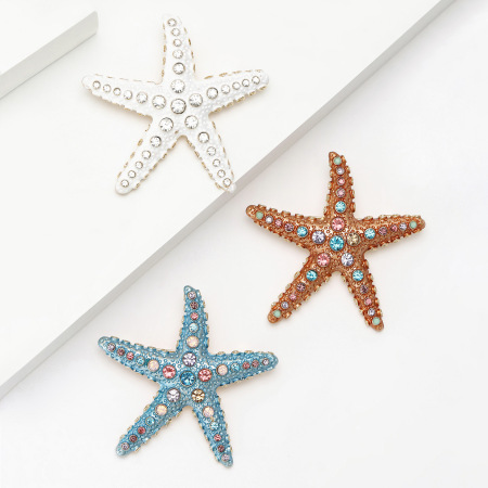 Broches en strass en forme d'étoile de mer, style rétro océanique, collection luxueuse 2