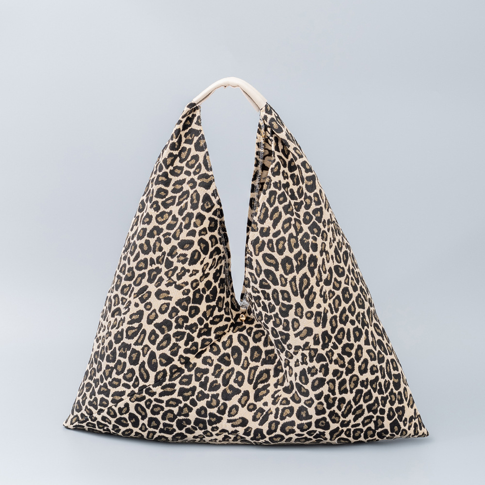 Sacoche De Bras Pour Femme En Polyester, Style Bohème, Brodée En Forme De Cœur, Imprimé Animal Léopard Et Cercle Géométrique. h5Image2