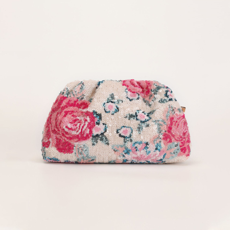 Sac à oreiller pour femme en tissu brodé à fleurs style vacances