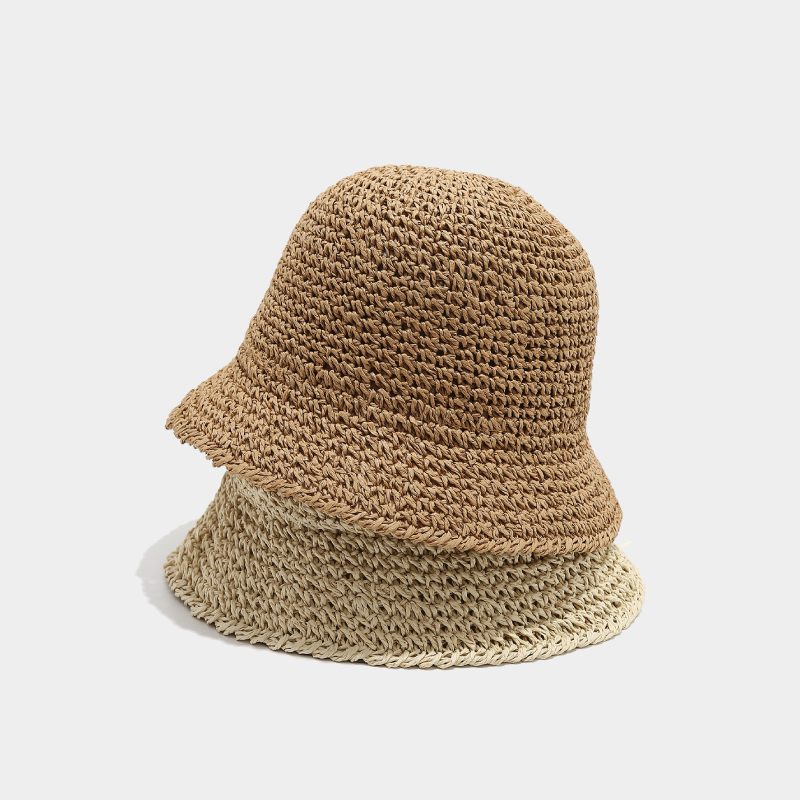 Chapeaux De Paille Pour Femmes En Raphia Tissé, Couleur Unie, Collection Simple Series Vacation Image2