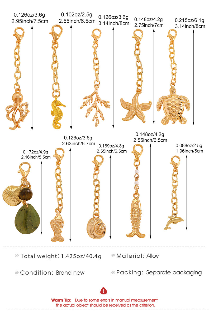 Porte-Clés En Alliage, Forme Irrégulière, Coquillage Et Étoile De Mer, Style Océanique, Collection Romantique, Idéal Pour Les Vacances. Image4