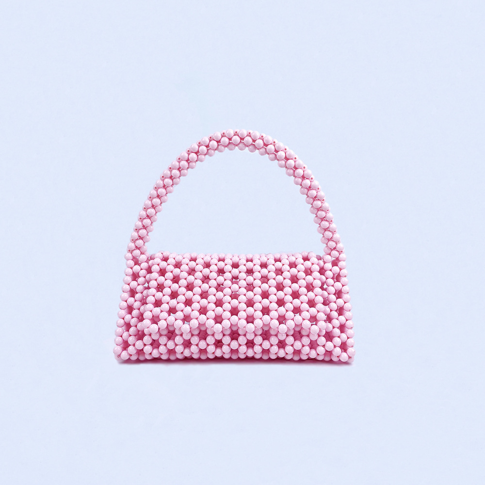 Sac Trapèze Pour Femme En Acrylique Ajouré, Orné De Perles Tissées De Style Y2K Et De Couleurs Unies. Image2