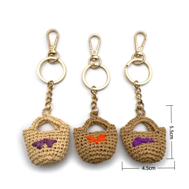 Porte-Clés En Raphia Tressé Avec Nœud Papillon, Collection Simple Series Daily Bow Knot Image3