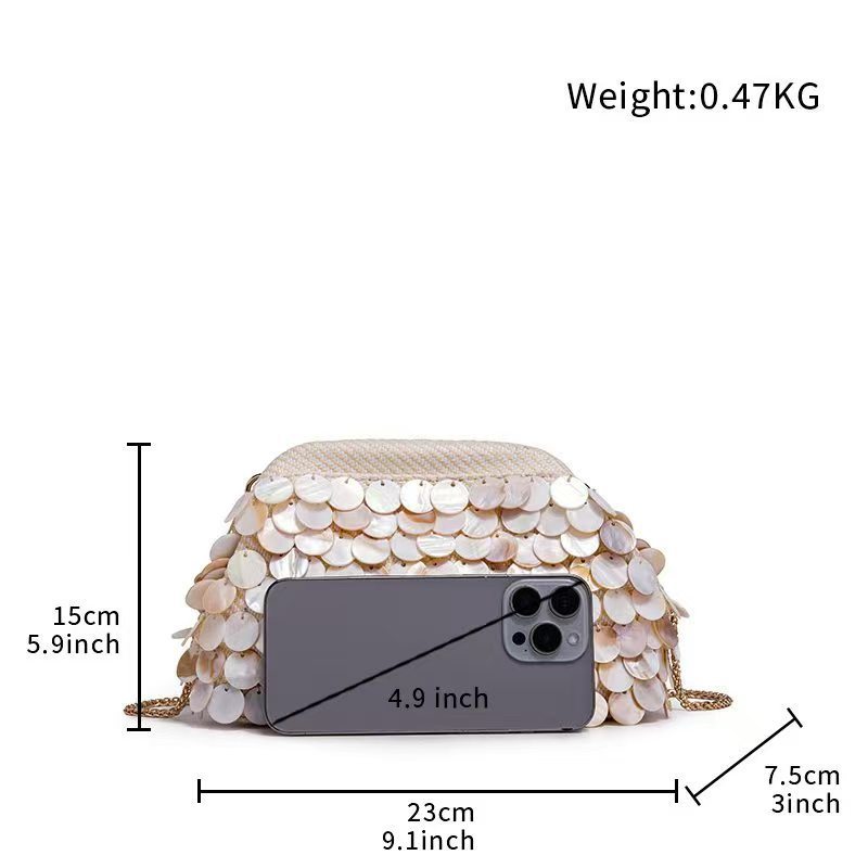 Sac À Oreiller Pour Femme, Style Soirée, Couleur Unie, Tissé, Motif Coquillages. 