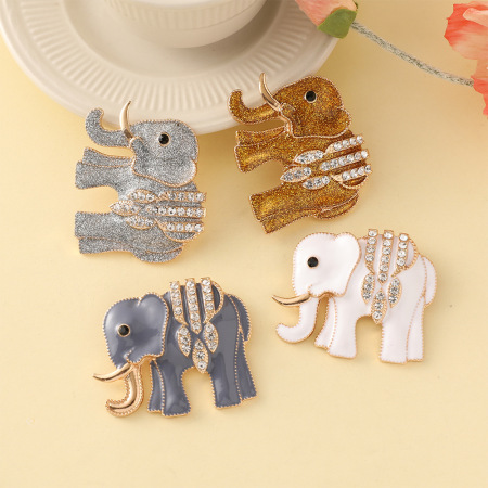 Broches de luxe rétro en alliage et strass, motif éléphant