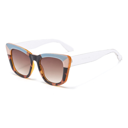 Lunettes de soleil unisexes Simple Series rétro à imprimé léopard et dégradé de couleurs.