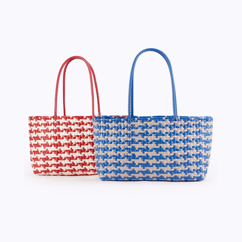Sac Fourre-Tout Femme En Plastique Tissé Multicolore Style Vacances h5Image2