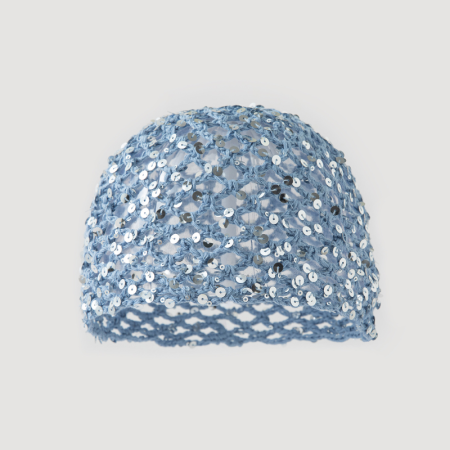 Chapeau tissé à la main en coton uni ajouré et orné de sequins, collection Simple Series. 2