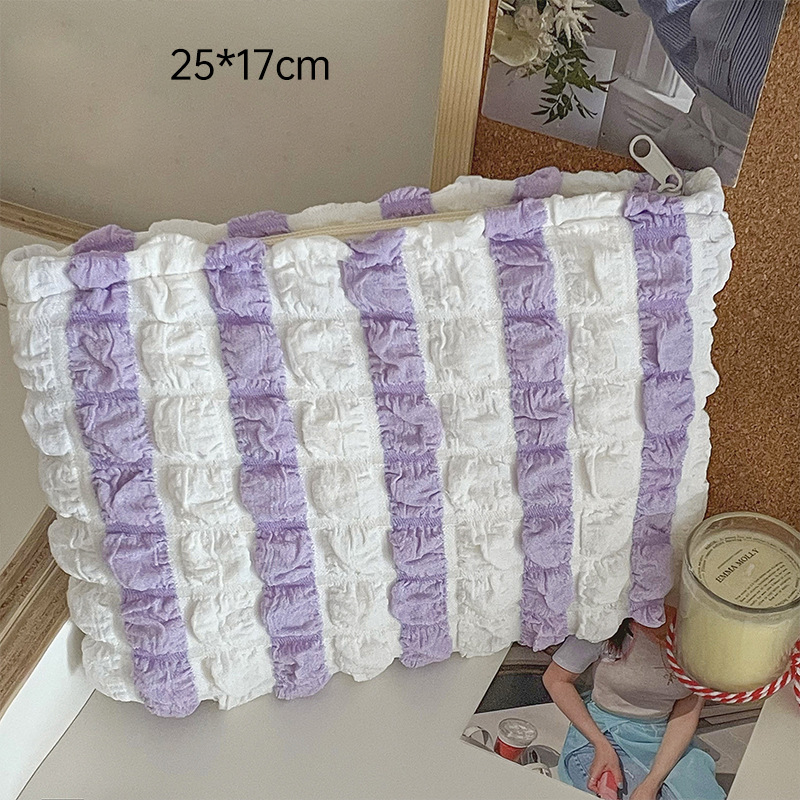 Trousse De Maquillage Pour Femme En Toile À Rayures Multicolores De La Collection Simple Series Daily Stripe