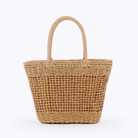 Sac carré femme en raphia tissé uni style vacances