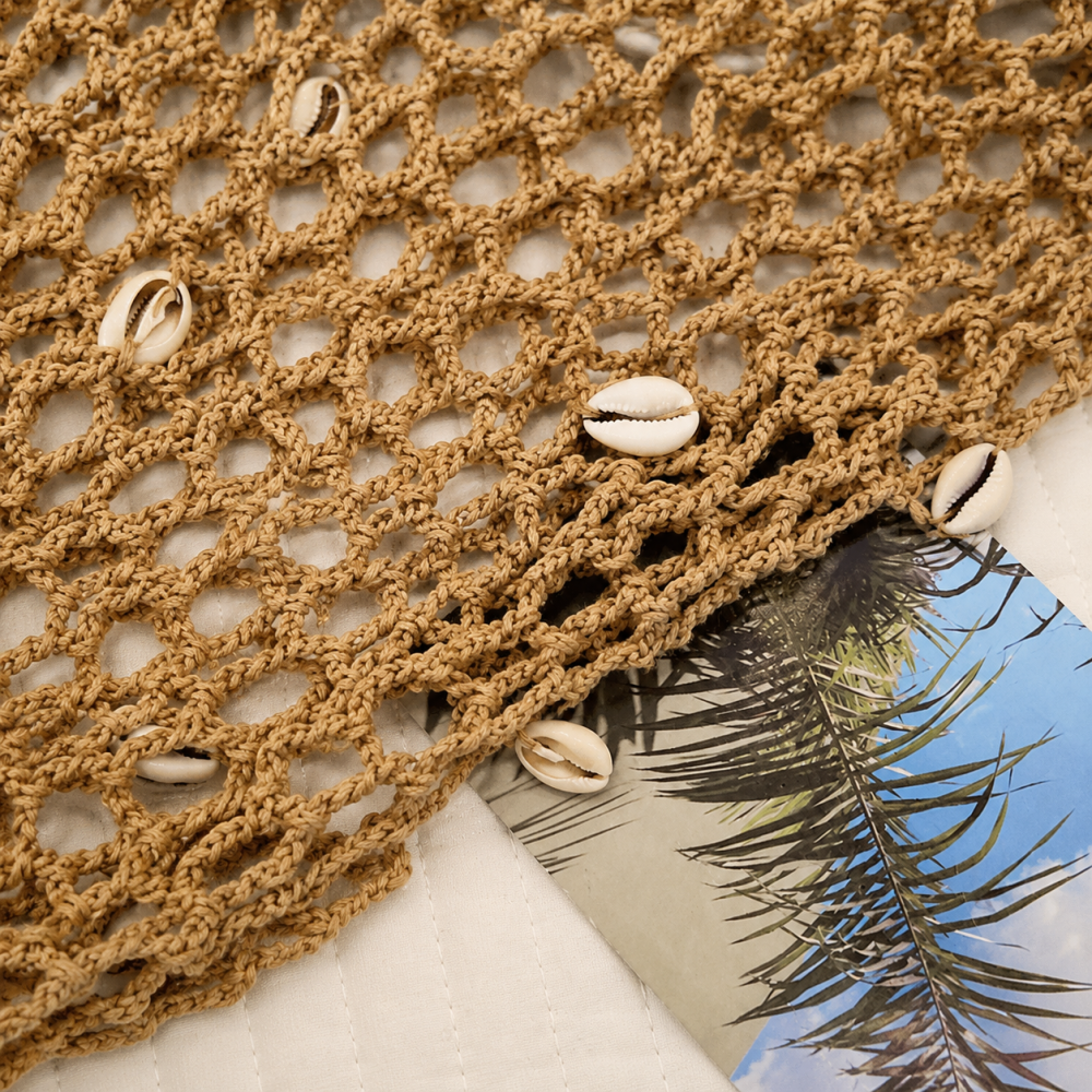 Écharpes D'Été En Polyester Tissé À Motif Coquillage Ajouré, Style Océanique, Collection Ethnique h5Image5