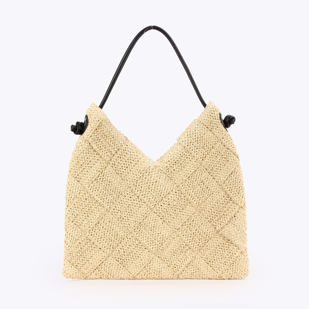 Sac Carré En Papier Tissé Uni Style Vacances Pour Femme Image2