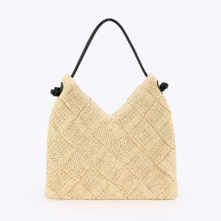 Sac carré en papier tissé uni style vacances pour femme 2