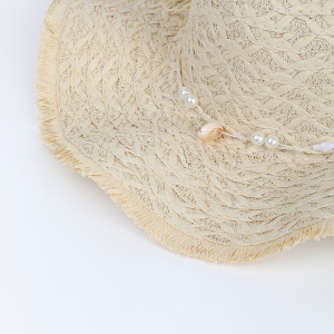 Chapeaux De Paille Pour Femmes, Collection Romantique, Style Océanique, Tissés En Coquillage Et Étoiles De Mer, En Raphia h5 Image5
