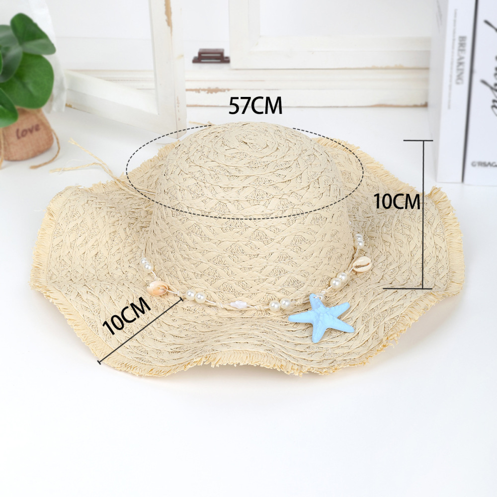 Chapeaux De Paille Pour Femmes, Collection Romantique, Style Océanique, Tissés En Coquillage Et Étoiles De Mer, En Raphia