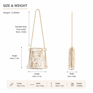 Pochettes Pour Téléphone En Perles À Pompons Unies Et Coquillages Tissés h5 Image2