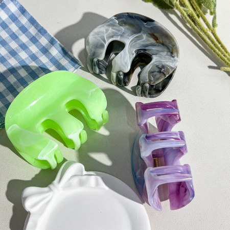 Pinces à cheveux en plastique de forme irrégulière et de couleur dégradée, série Simple 2