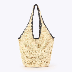 Sac Trapèze Femme En Raphia Tissé Uni Style Vacances h5 Image2
