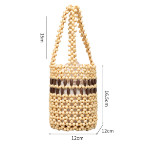 Sac Seau Femme En Bois Multicolore Ajouré Et Perles Tissées Style Vacances h5