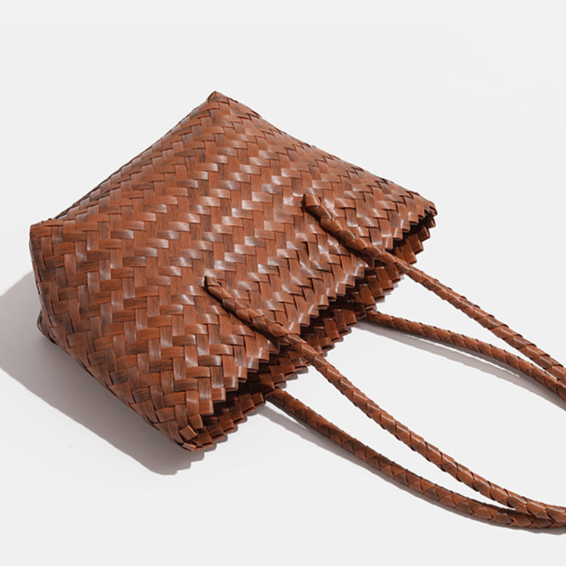 Sac Fourre-Tout Tissé Uni Style Vacances Pour Femme h5Image3