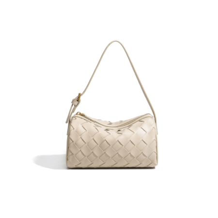 Sac rond pour femme en PU tissé de style minimaliste et de couleurs mélangées 2