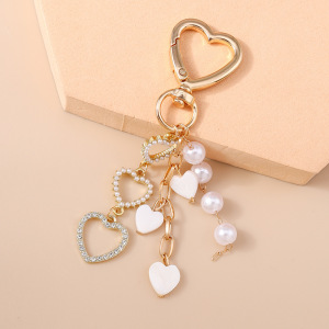 Chaîne De Perles En Forme De Cœur Simple, En Alliage Et Strass, Breloques Pour Sac, Collection Romantique h5 Image2