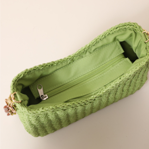 Sac Carré Femme En Raphia Tissé Uni Style Décontracté h5 Image4