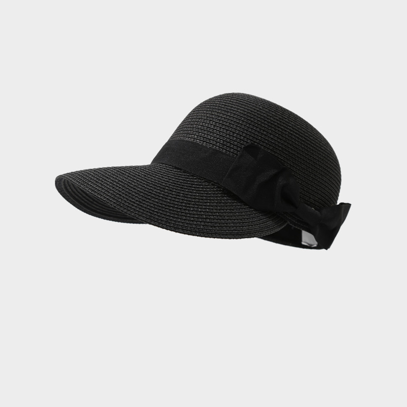 Chapeaux De Paille Pour Femmes En Raphia Uni, Nœud Papillon, Collection Simple Series Daily Bow Knot