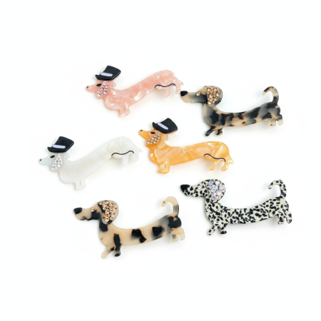 Pinces À Cheveux Luxueuses En Acétate De Couleurs Mélangées, Ornées De Strass Et De Motifs D'Animaux Mignons De Dessins Animés