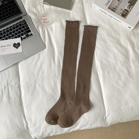 Chaussettes hautes unies élégantes à léger rebond 2