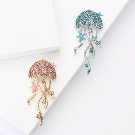Broches en strass style océanique, collection luxueuse « Méduses »