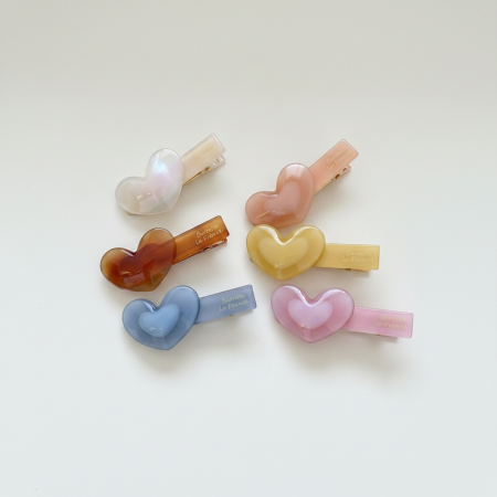 Pinces à cheveux en acétate uni couleur cœur, collection romantique