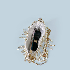 Sac Carré Pour Femme En Acrylique Orné De Perles Et D'Une Chaînette, Style Soirée h5 Image4