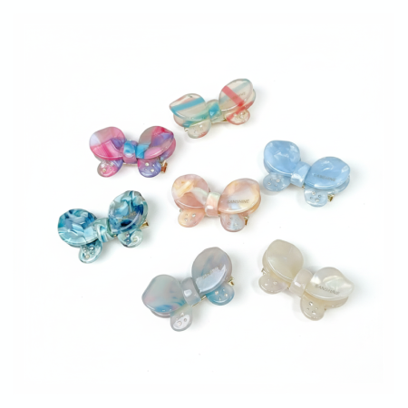 Pinces à cheveux Simple Series Sweet Bow Knot en acétate de couleurs assorties avec strass