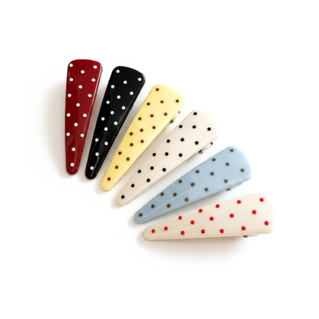 Pinces à cheveux en acrylique à pois unis, style rétro, de la série Simple