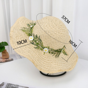 Chapeaux De Paille Tressés En Raphia À Motif Floral, Collection Simple Series Vacation, Pour Femmes h5 