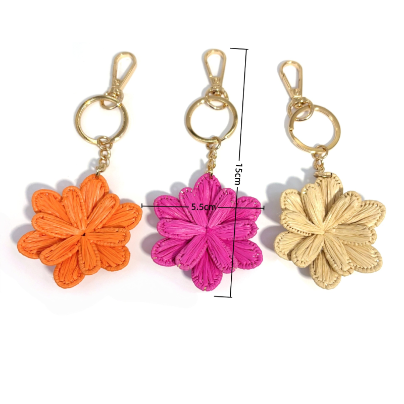 Porte-Clés/Breloques De Sac Pour Femme En Raphia Tissé Uni, Motif Floral Quotidien, De La Série Simple. Image5