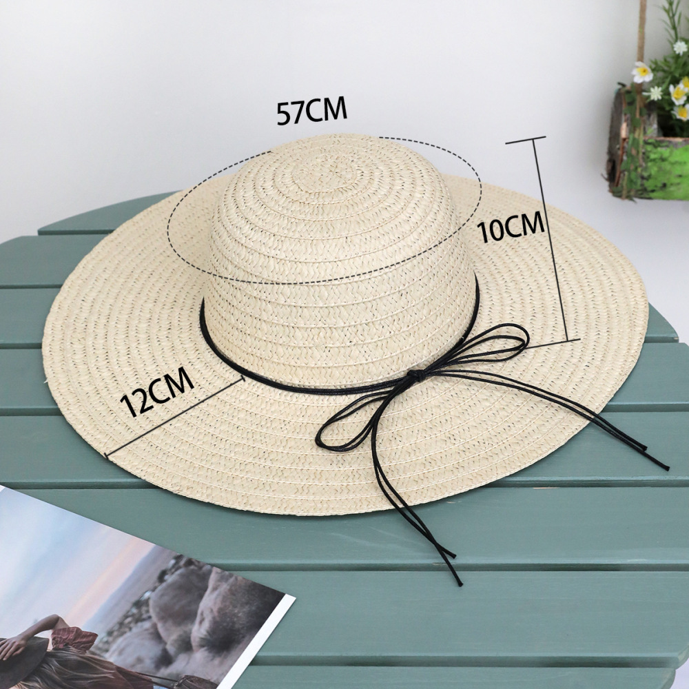 Chapeaux De Paille Pour Femmes En Raphia Uni, Avec Nœud Papillon, Collection Simple Series Vacation