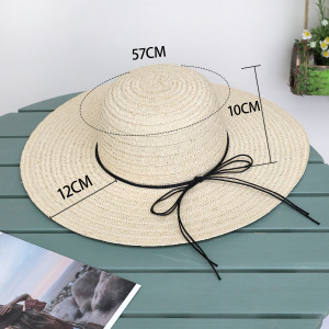 Chapeaux De Paille Pour Femmes En Raphia Uni, Avec Nœud Papillon, Collection Simple Series Vacation h5
