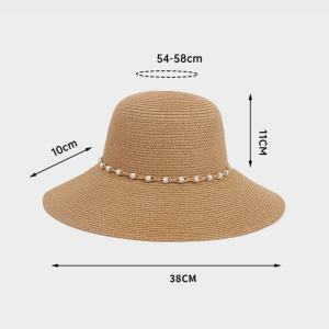 Chapeaux De Paille En Raphia Pour Femmes, Collection Simple Series Classic, Couleur Unie, Perles h5 
