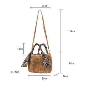 Sac Carré En Papier Tissé À Imprimé Léopard Style Décontracté Pour Femme h5 Image2