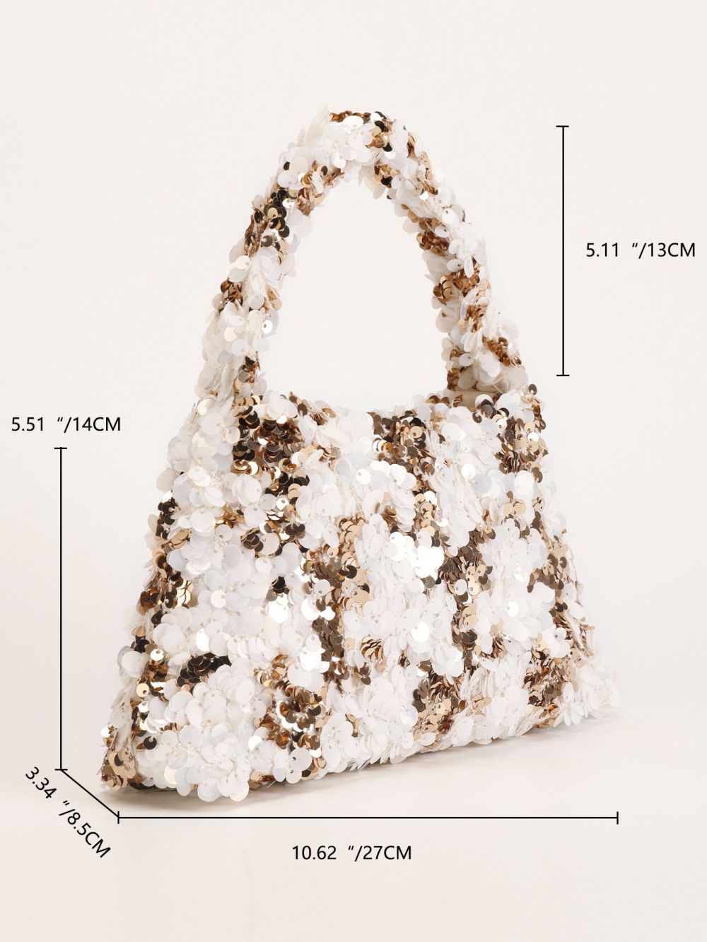 Sacoche De Bras Pour Femme En Polyester Patchwork À Sequins, Style Parisien Chic Image6