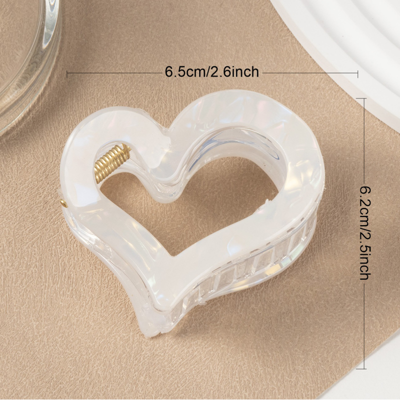 Pinces À Cheveux Pour Femmes Simple Series Sweet Heart, Couleur Unie, En Acétate 